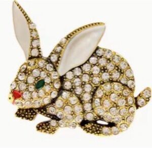 Crystal Encrusted Bunny Brooch